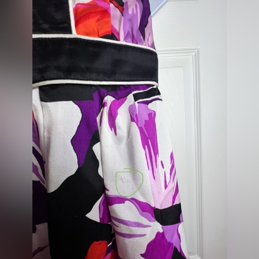 Vtg Banana Republic Petites 8 Black Purple Floral 100% Silk Mini Dress 8P - Picture 14 of 15